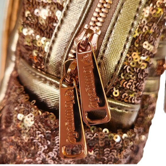 DISNEY PARKS Minnie Mouse Rose Gold Sequin Mini Backpack LOUNGEFLY - Picture 9 of 13